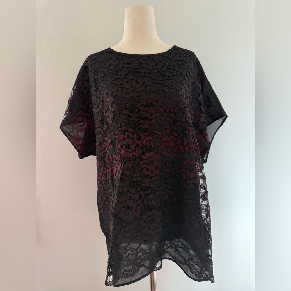 Elegant Black and Red Lace Women's Top